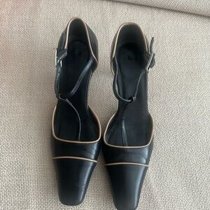 Coach Black and Tan Strap Heels